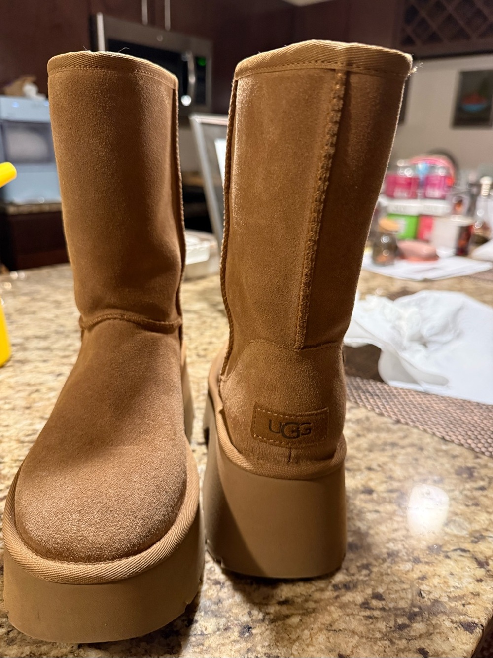 UGG Women's Chestnut Platform Short Suede Boots
